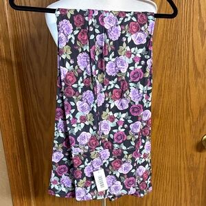 LuLaRoe Maxi Skirt - Black with Pink & Lavender Rose Print